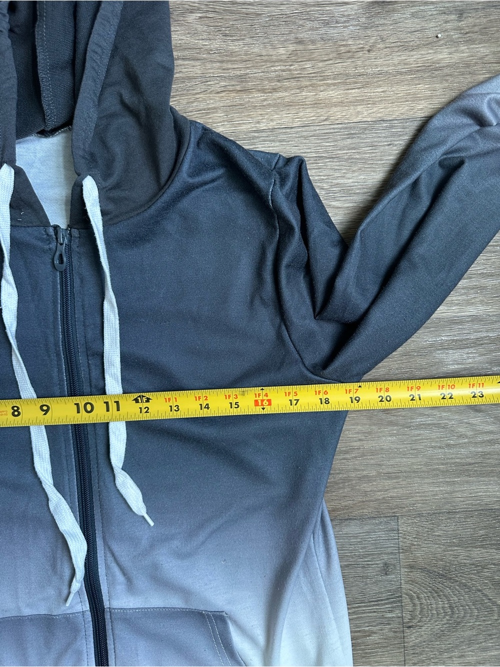 Men & Women’s Black to‎ White Ombré Zip Up Hoodie Gradient Tie Dye Size S - Picture 4 of 6